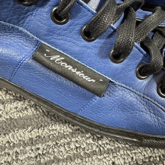 Viktor & Rolf blue and black high top leather sneakers. main image 7